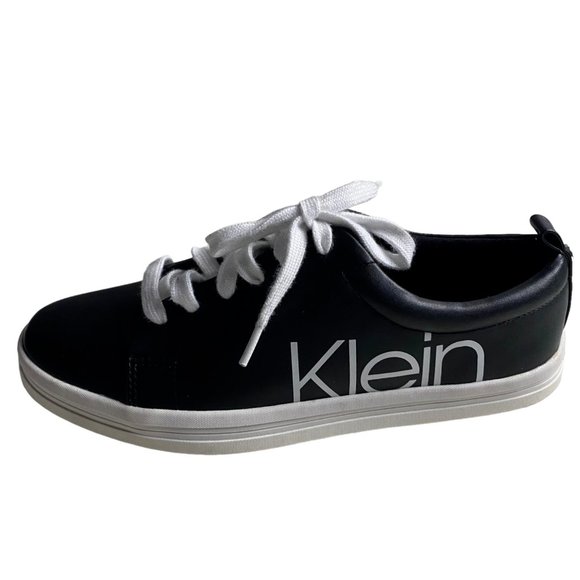 Calvin Klein Women's Madie Black & White Faux Leather Lace Up Sneakers - Picture 1 of 9
